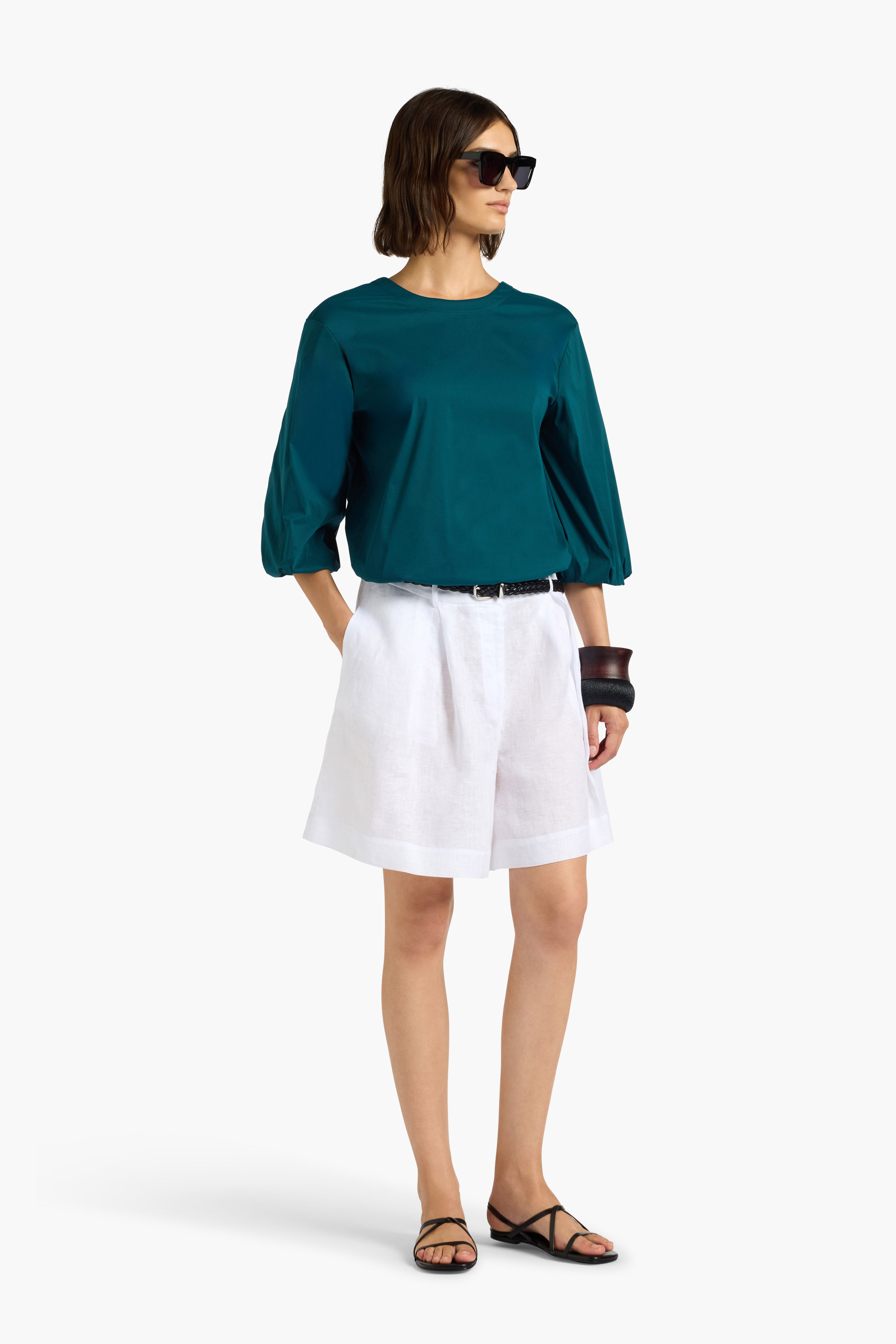 Liviana Conti Mary blouse eucalyptus popeline stretch