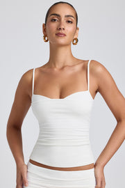 Oh Polly Esme 8482 débardeur blanc froncé modal