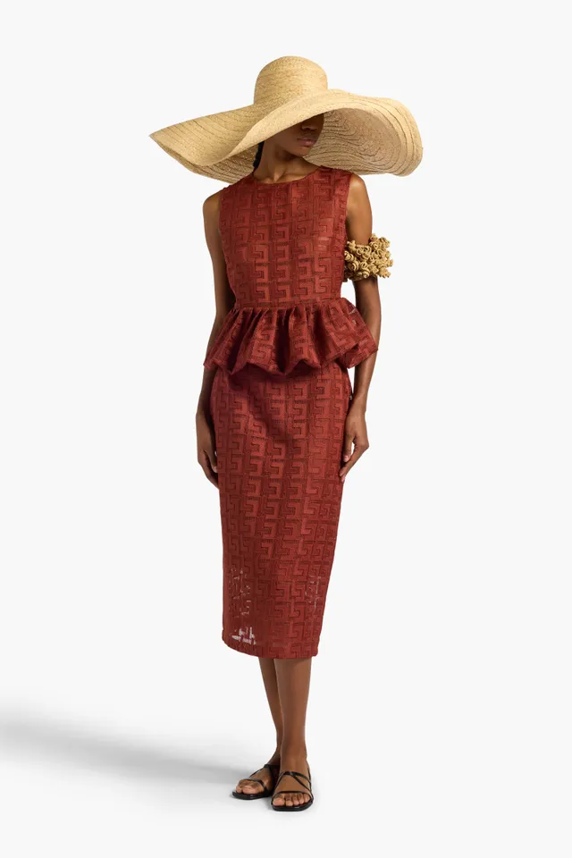 Liviana Conti Faurelle jupe midi cannelle macramé