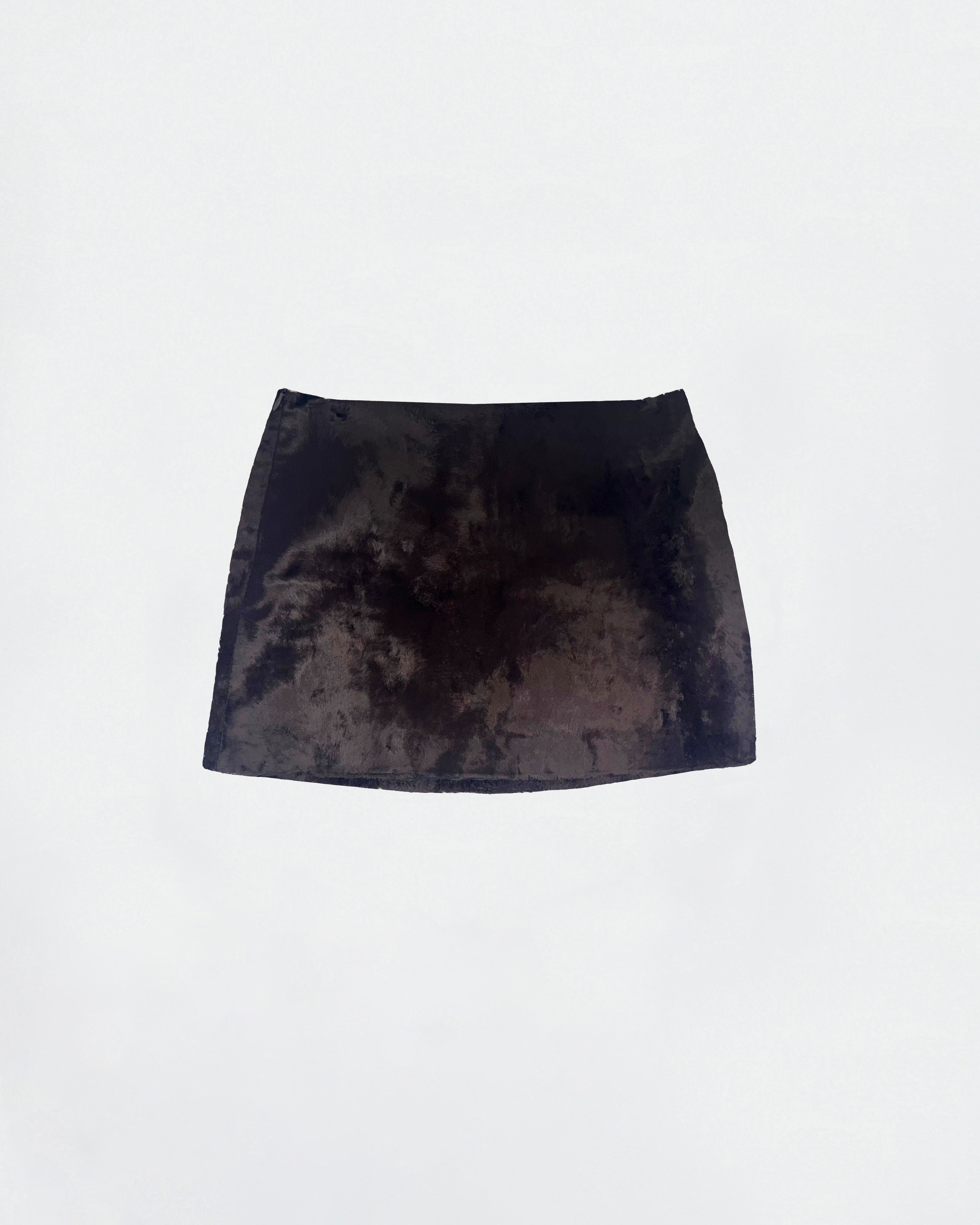 The Ethiquette Charli Mini Jupe fourrure chocolat taille S