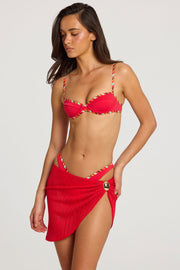Oh Polly Swim Delia paréo rouge taille basse