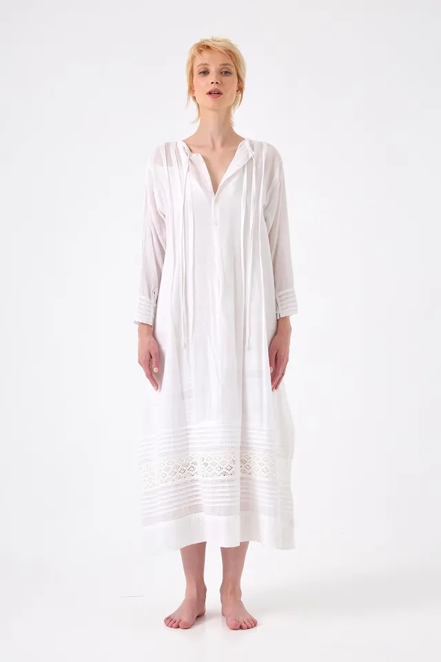 Chicosoleil Claudia robe longue blanc dentelle coton