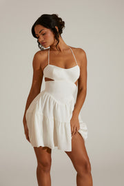 Oh Polly Fleur 6910 Robe Mini Blanche Licou Satin