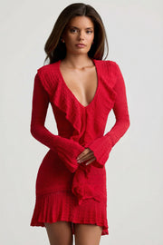 Oh Polly Jolessa mini robe cerise volants maille