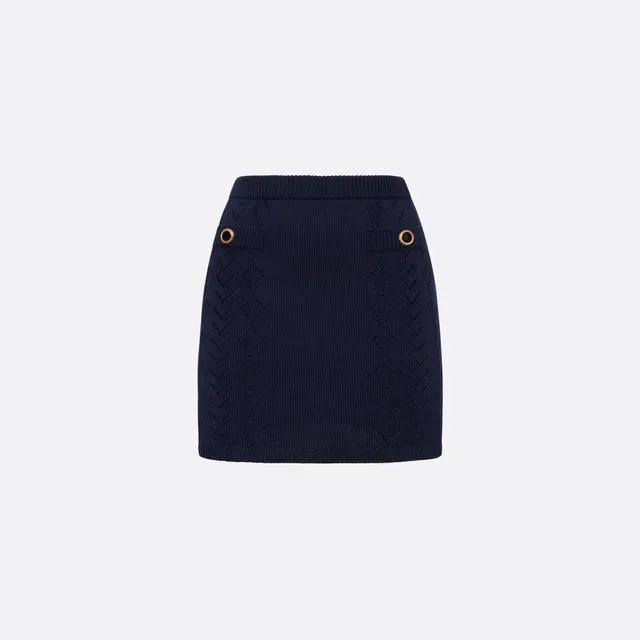 Alessandra Rich Skirts mini-jupe laine mérinos bleu marine