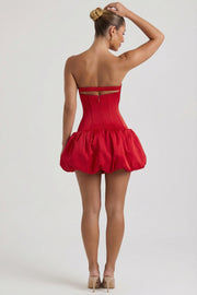Oh Polly Maribel robe mini rouge bustier satin