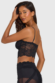 Oh Polly Tops Crop Top Dentelle Noir Mesh 45 cm