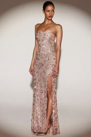 Oh Polly Solenna Robe Bustier Rose Doré Paillettes 15176