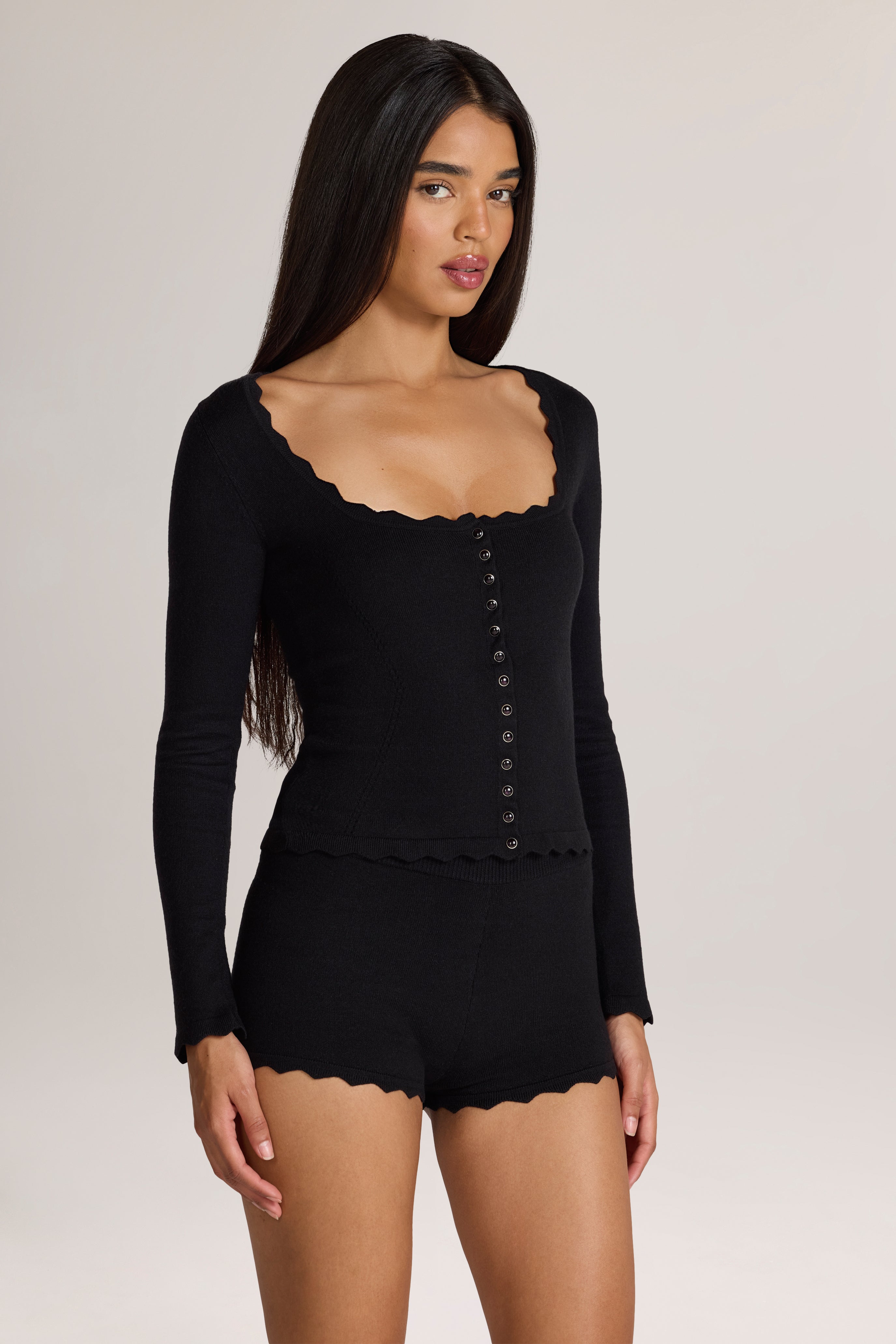 Oh Polly Sassie gilet noir maille fine