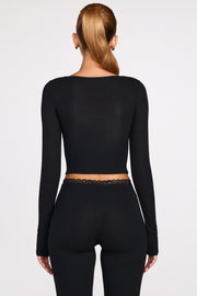 Oh Polly Base Layers Margaux 15823 top manches longues noir dentelle