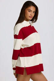Oh Polly Tops t-shirt oversize rouge foncé rayé coton bio