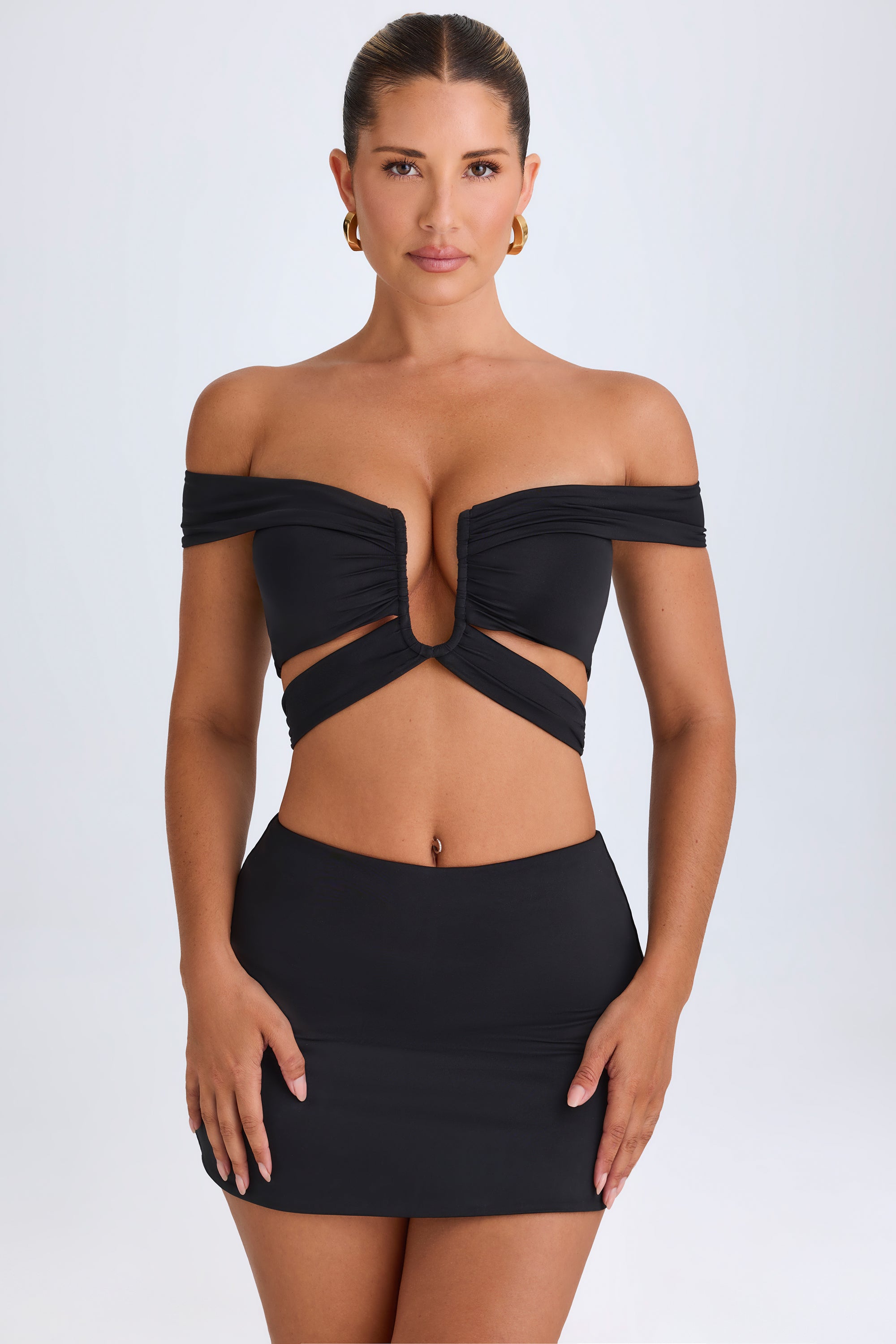 Oh Polly Nazli mini jupe noire jersey taille mi-haute