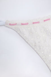 Oh Polly Swim Vernazza bas de bikini blanc broderie thong