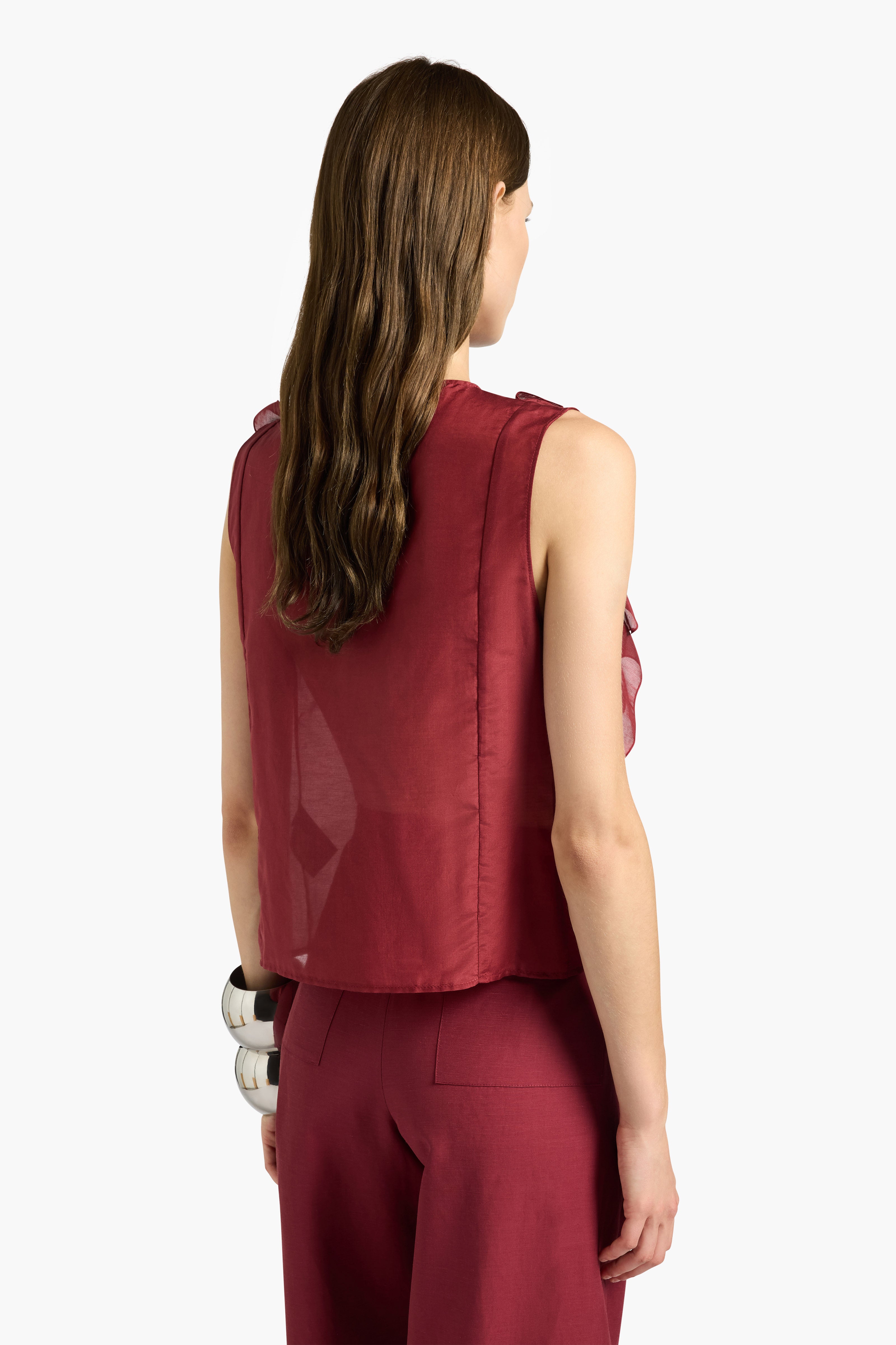 Liviana Conti Lawrence pantalon palazzo viscose-lin terrarossa
