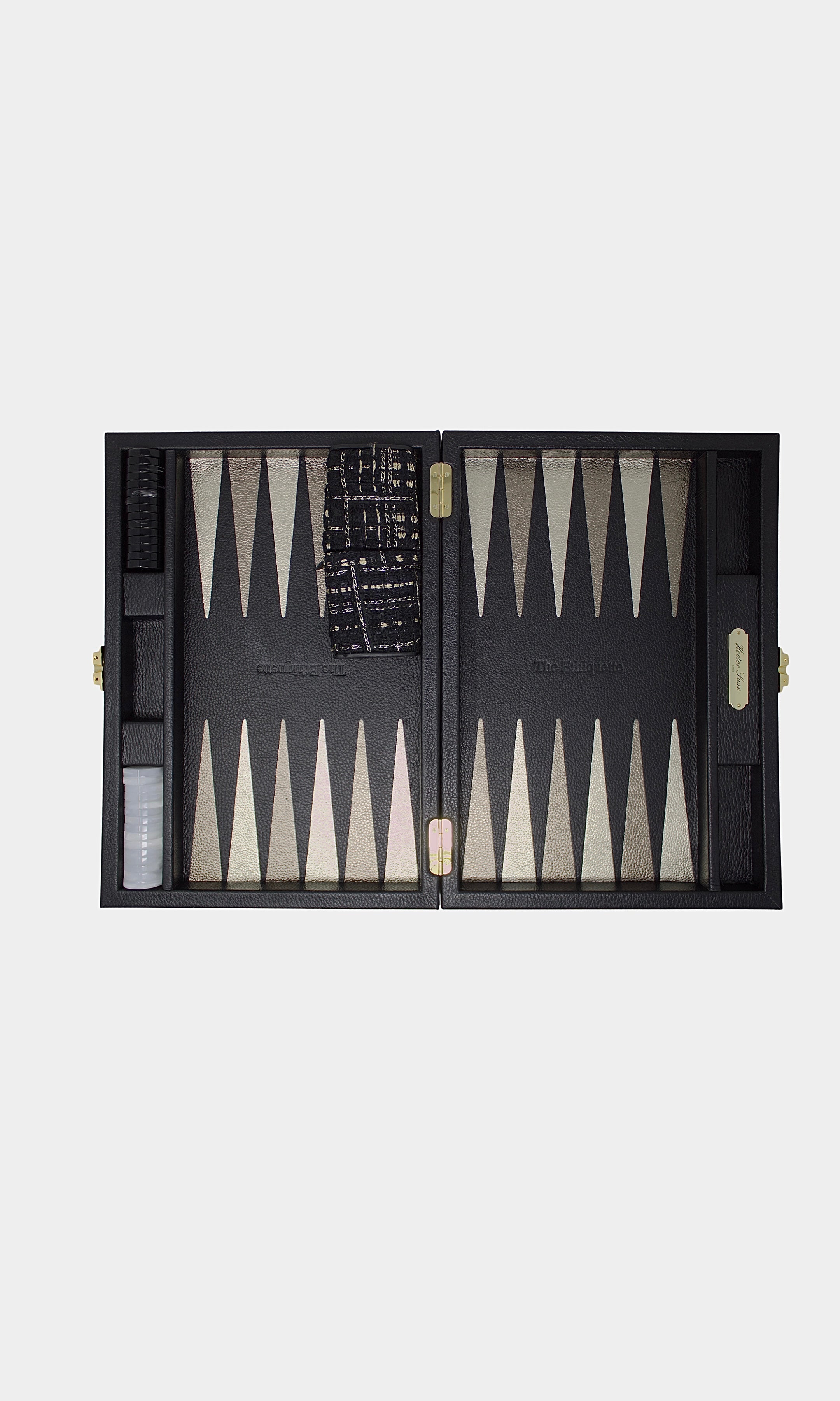 The Ethiquette Maison Backgammon Empyrée cuir tweed 50 cm