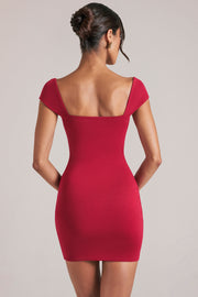 Oh Polly Robe mini col cœur rouge cerise drapée