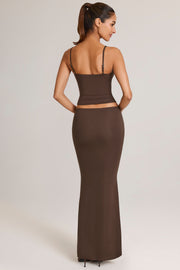 Oh Polly Avenley jupe maxi sirène marron chocolat