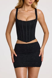 Oh Polly Jemara 14997 top corset dentelle noire lacé