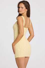 Oh Polly Nura mini robe jaune tulle fleuri col carré
