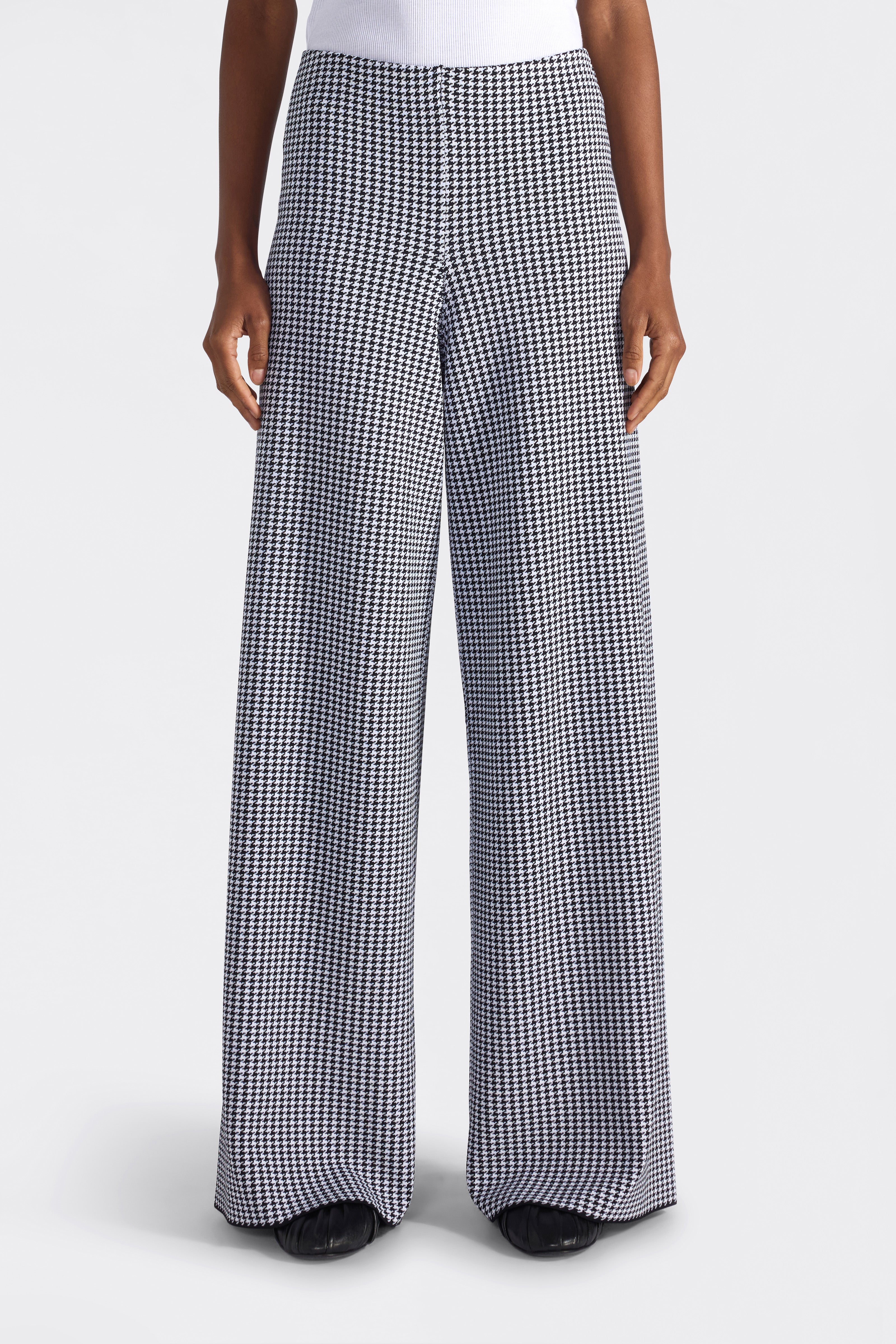 Liviana Conti Thiago pantalon palazzo pied de poule noir