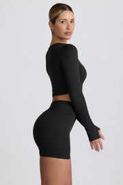 Oh Polly Super Sculpt BT2164 crop top noir manches longues sculptant