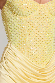 Oh Polly Nyra 16194 robe mini corset jaune citron perles