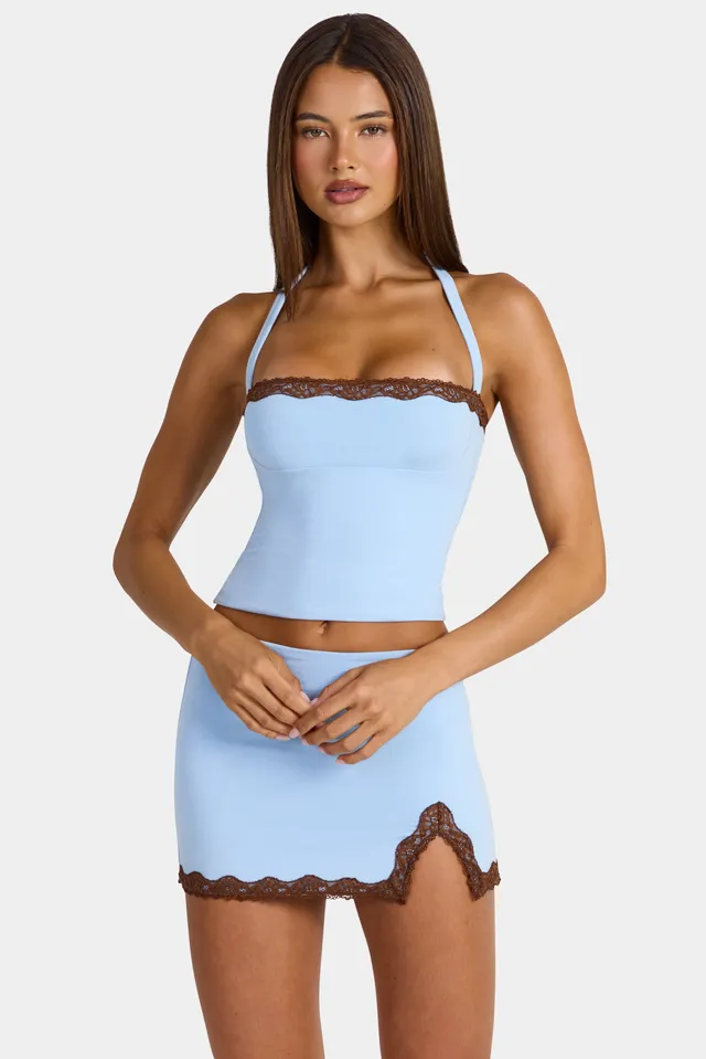 Oh Polly Tops Haut Livvy 16562 Bleu Arctic Modal Dentelle