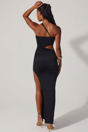 Oh Polly Dresses Suvi robe maxi noire fendue asymétrique