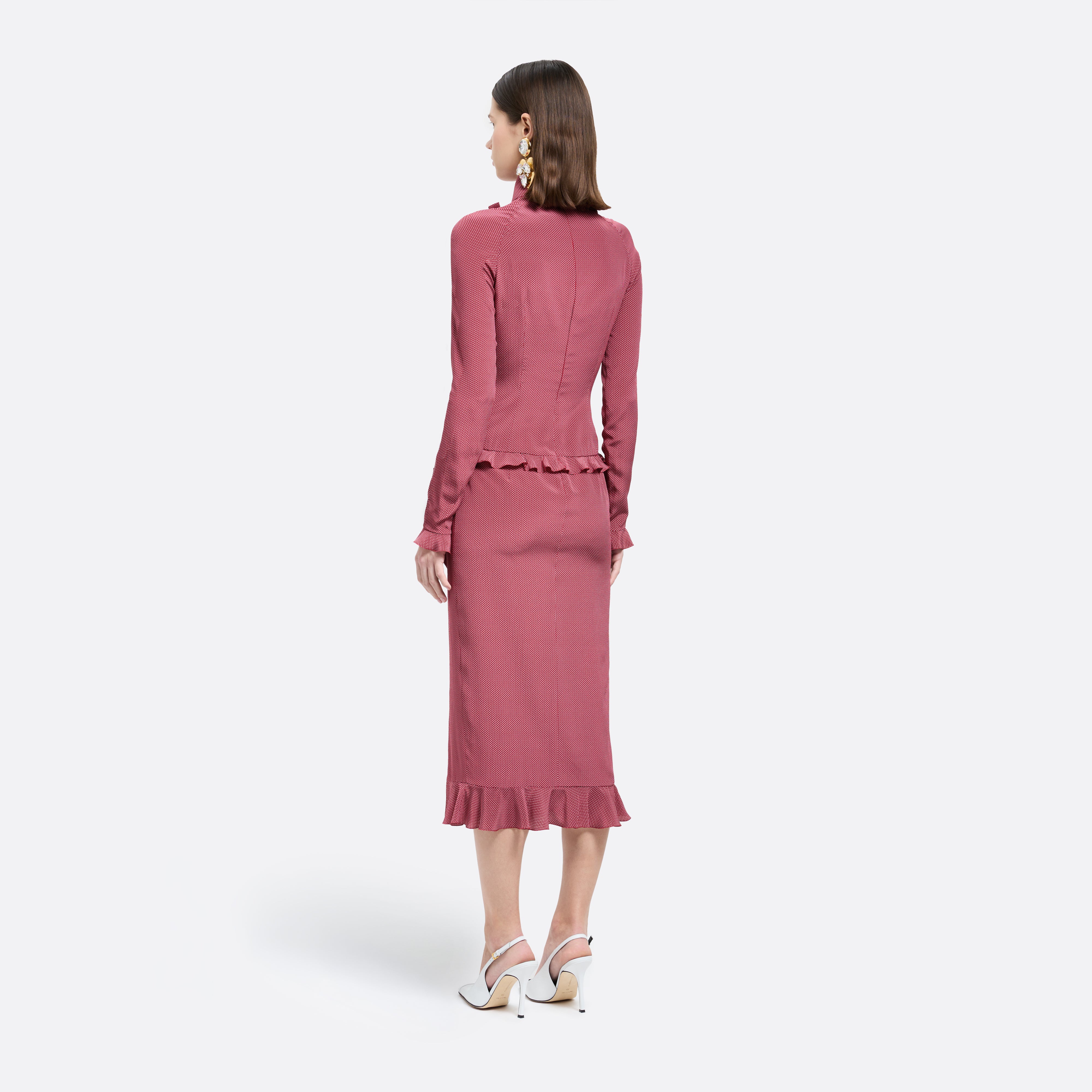 Alessandra Rich Dresses Polka-Dot Robe midi bordeaux à pois