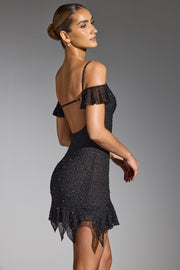 Oh Polly Beaufort 8093 mini robe noire perles strass
