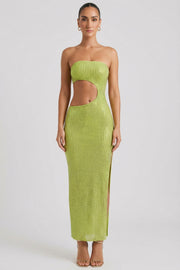 Oh Polly Alamea robe maxi vert pomme bustier strass