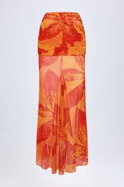 Oh Polly Bacalar jupe longue orange orchid taille basse