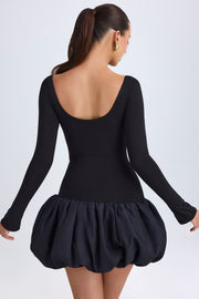 Oh Polly Delphi robe mini noire modal taille basse bubble