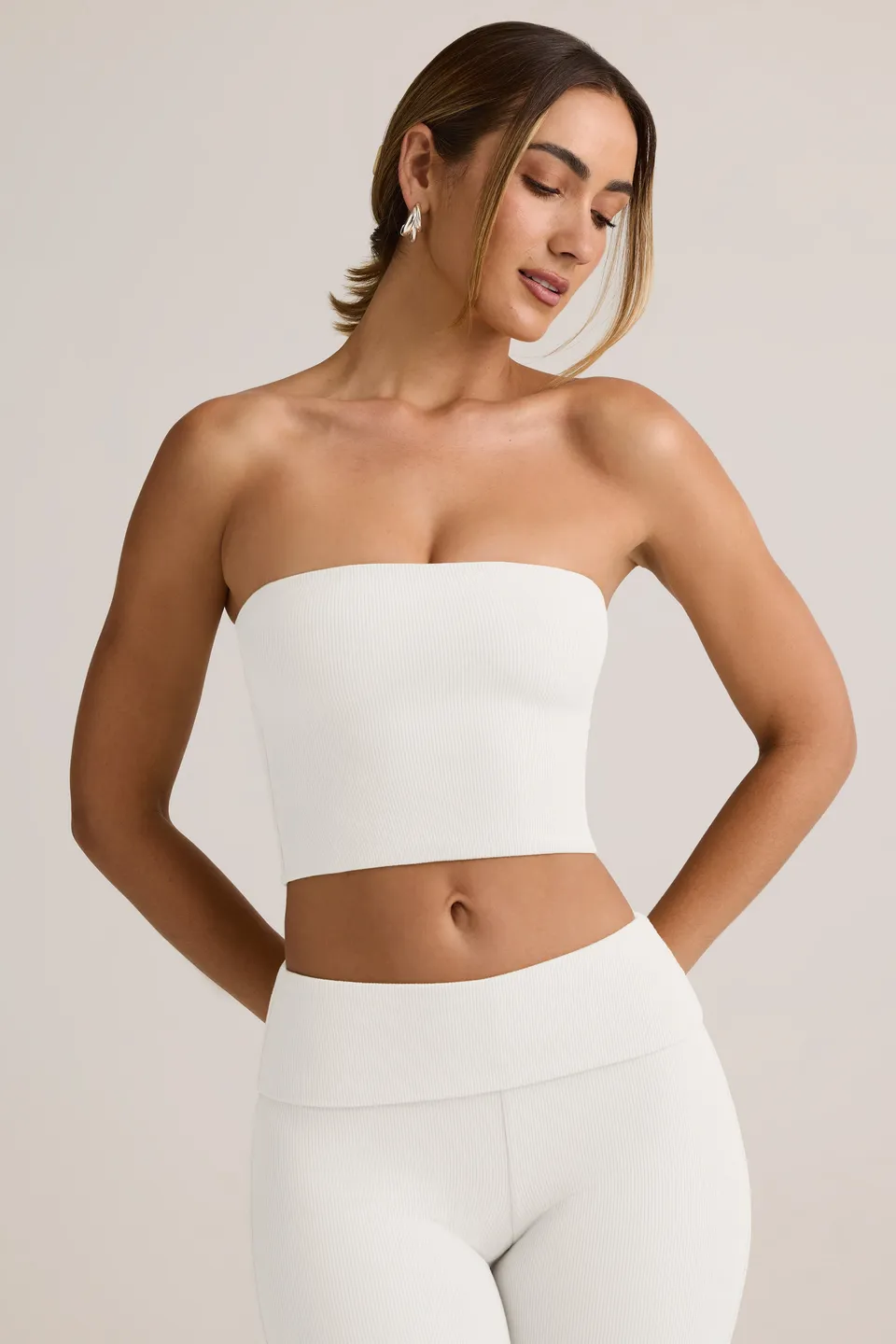 Oh Polly Verna 14141 crop top bandeau blanc modal