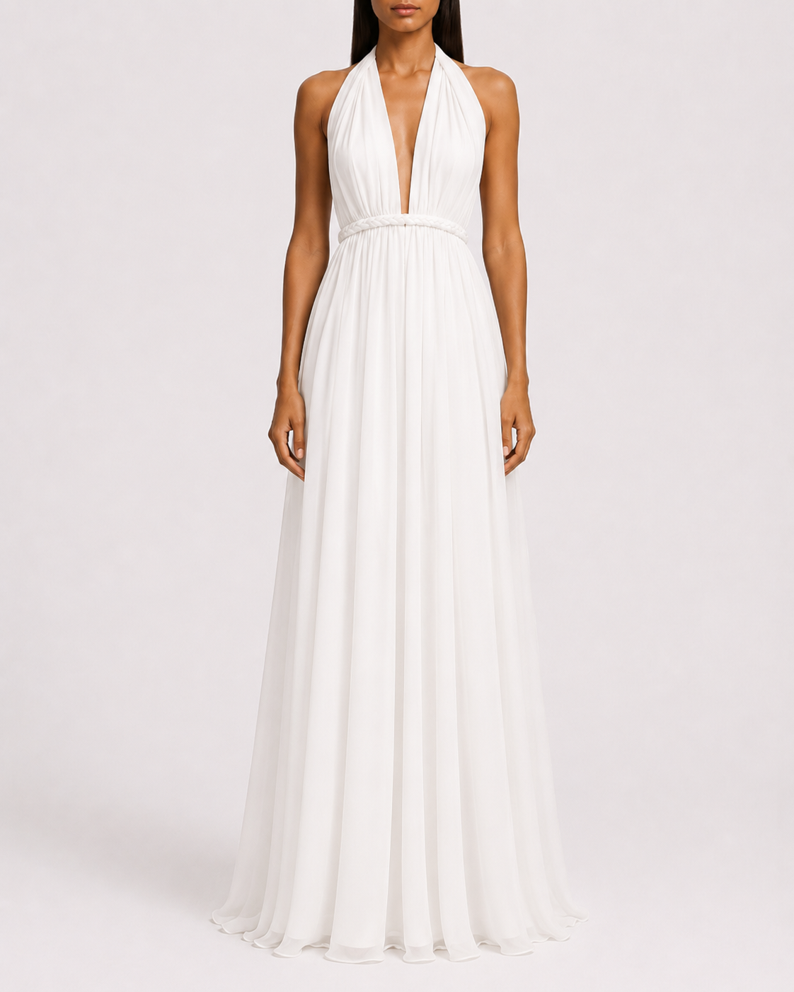 The Ethiquette Calypso Dress in White robe blanche soie