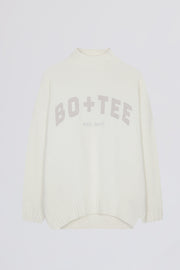 Oh Polly Knitwear Pull Soft Knit Oversized Coconut col roulé