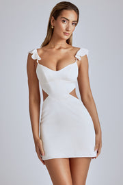 Oh Polly Rialta robe satin ivoire mini découpes taille