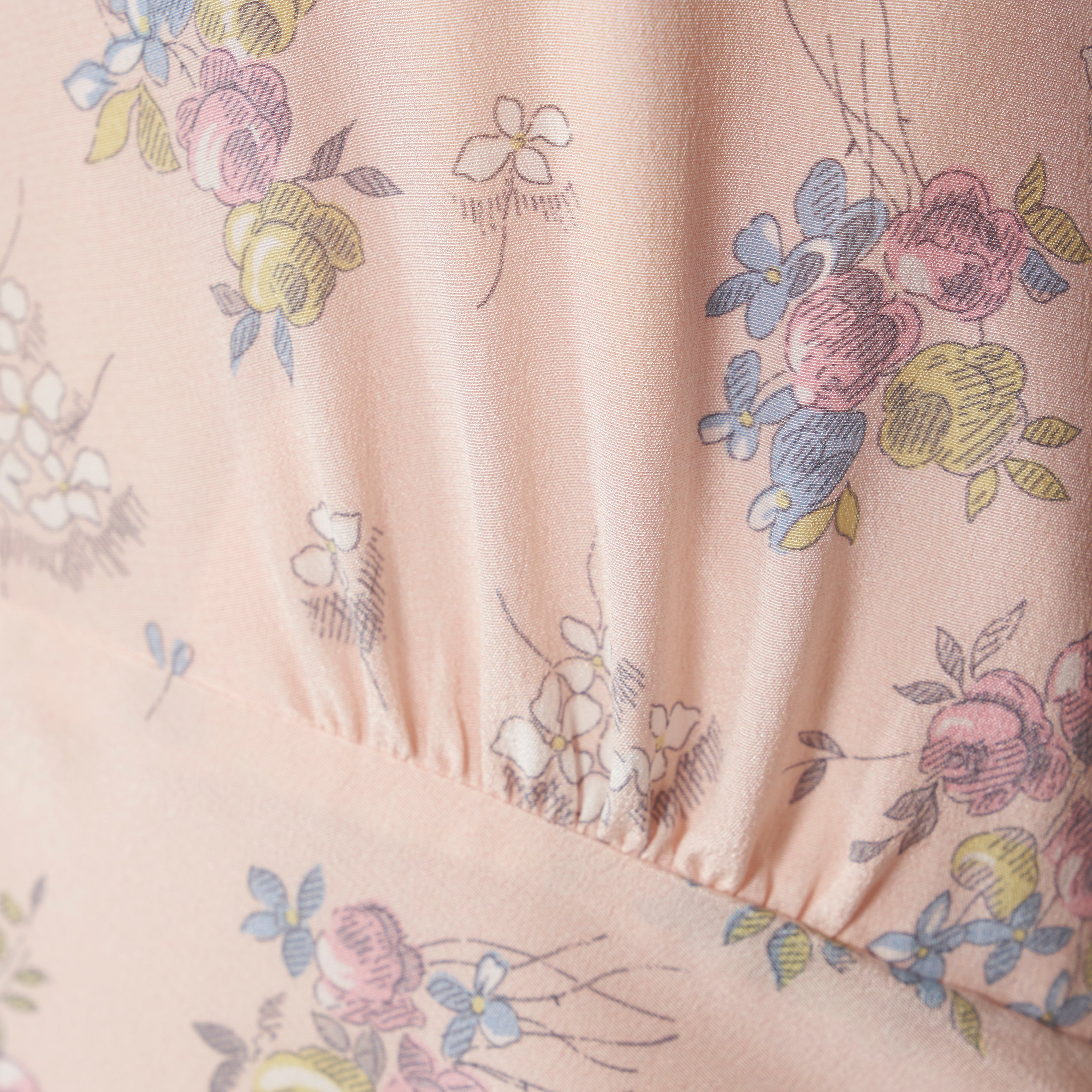Alessandra Rich Dresses robe midi soie rose fleurie volants