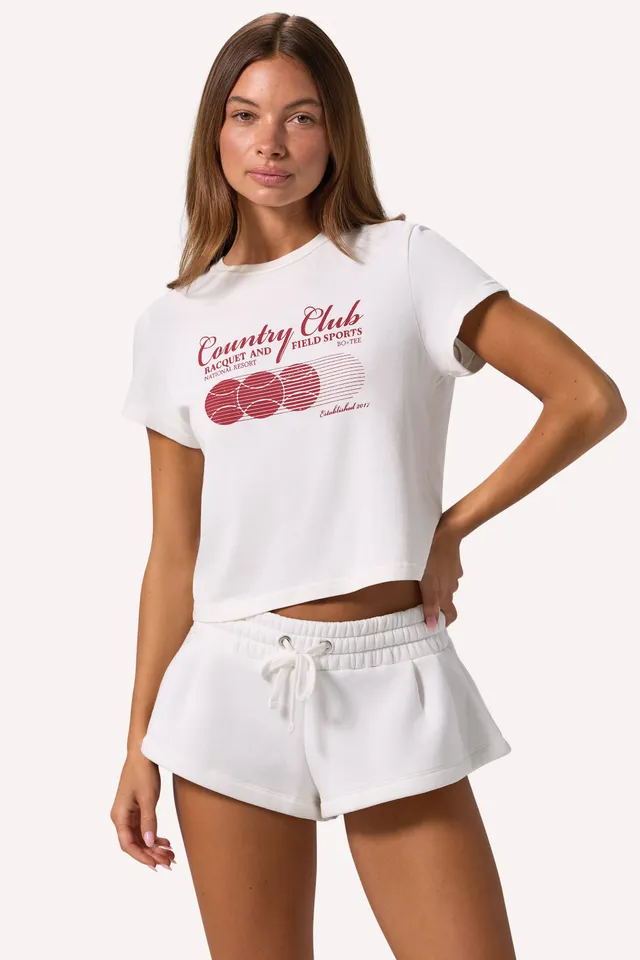 Oh Polly BT2470 t-shirt court ivoire coton logo