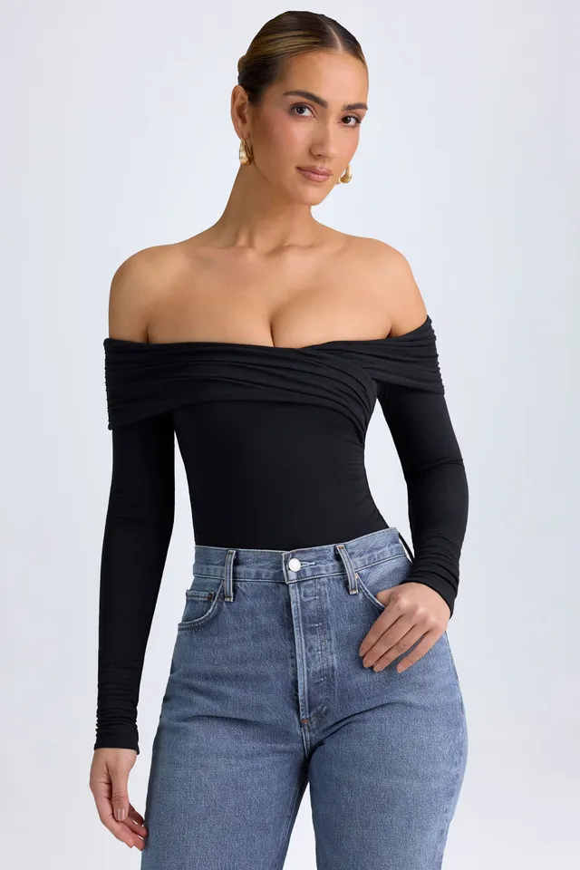 Oh Polly Ceyln 12886 body noir épaules dénudées modal
