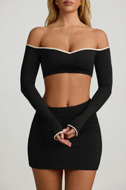 Oh Polly Mari 13623 mini jupe modal noire asymétrique