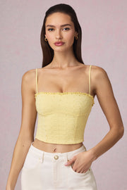 Oh Polly Tops Hania Caraco Jaune Citron broderie