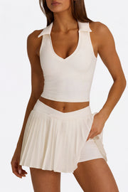 Oh Polly Bo+Tee jupette mini beige coconut plissée