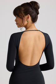 Oh Polly Circe robe mini noire manches longues jersey