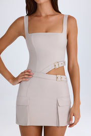 Oh Polly Acadia mini robe taupe ceinture découpée
