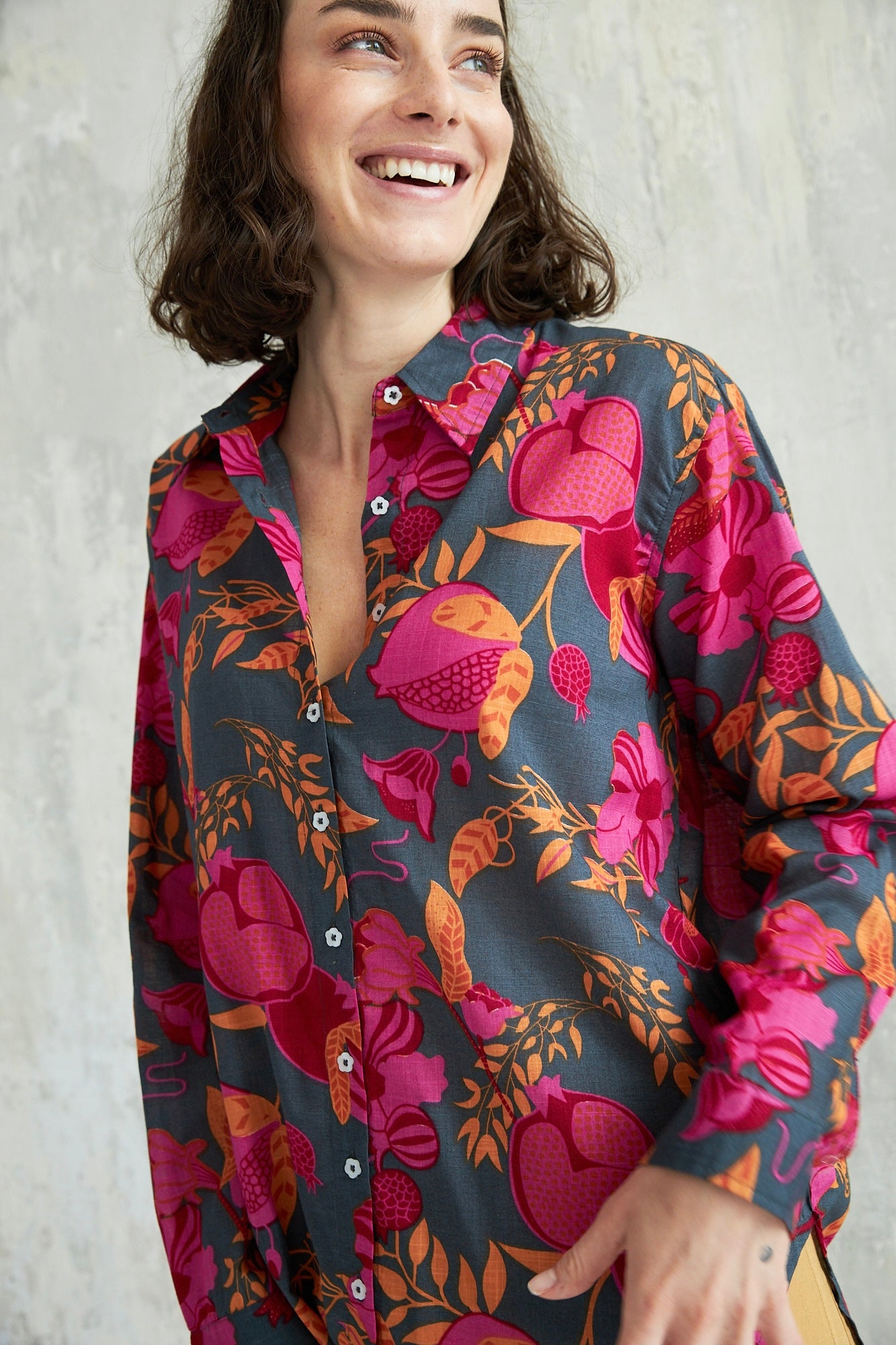 Chicosoleil Christy chemise pomegranate floral coton