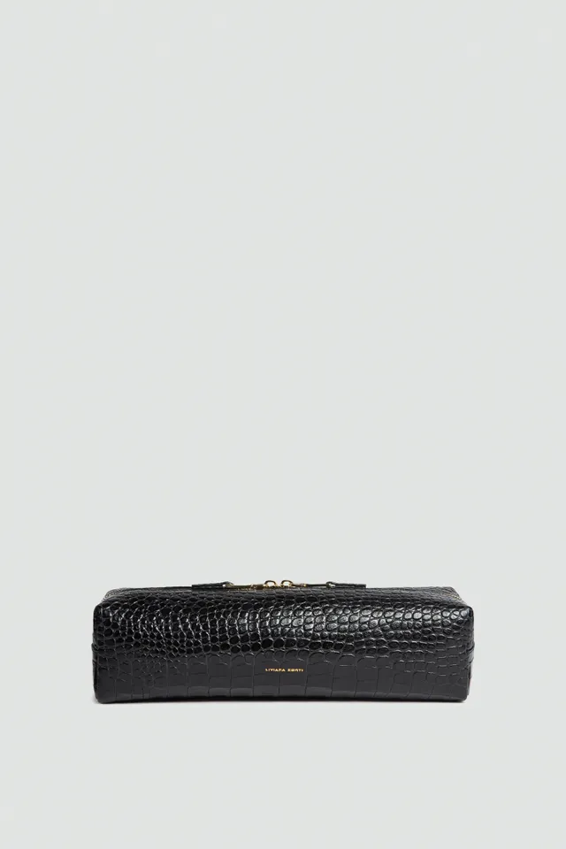 Liviana Conti Elodie pochette cuir noir croco