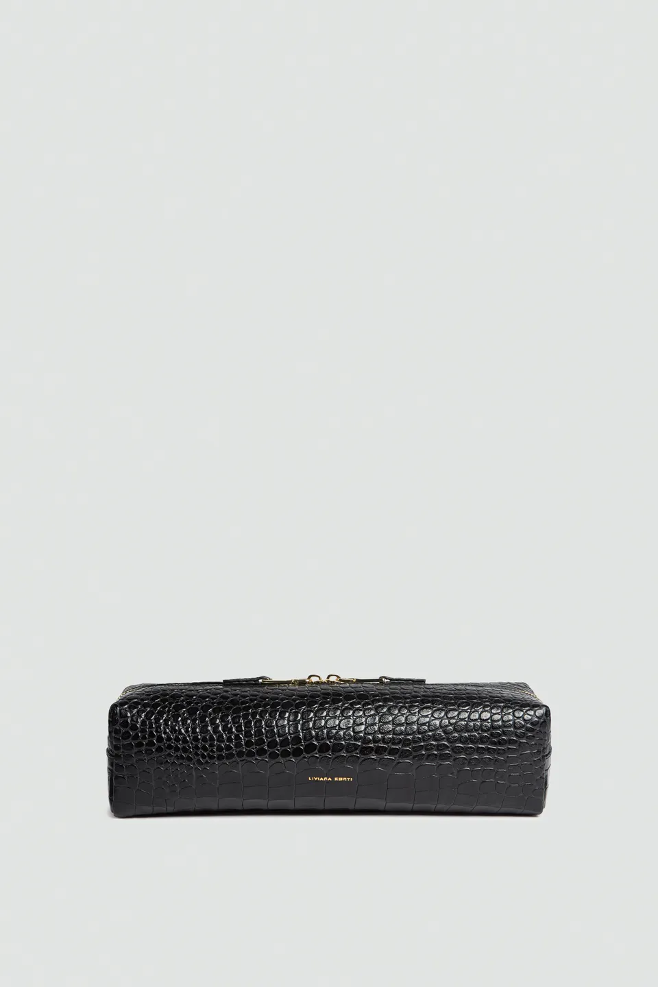 Liviana Conti Elodie pochette cuir noir croco
