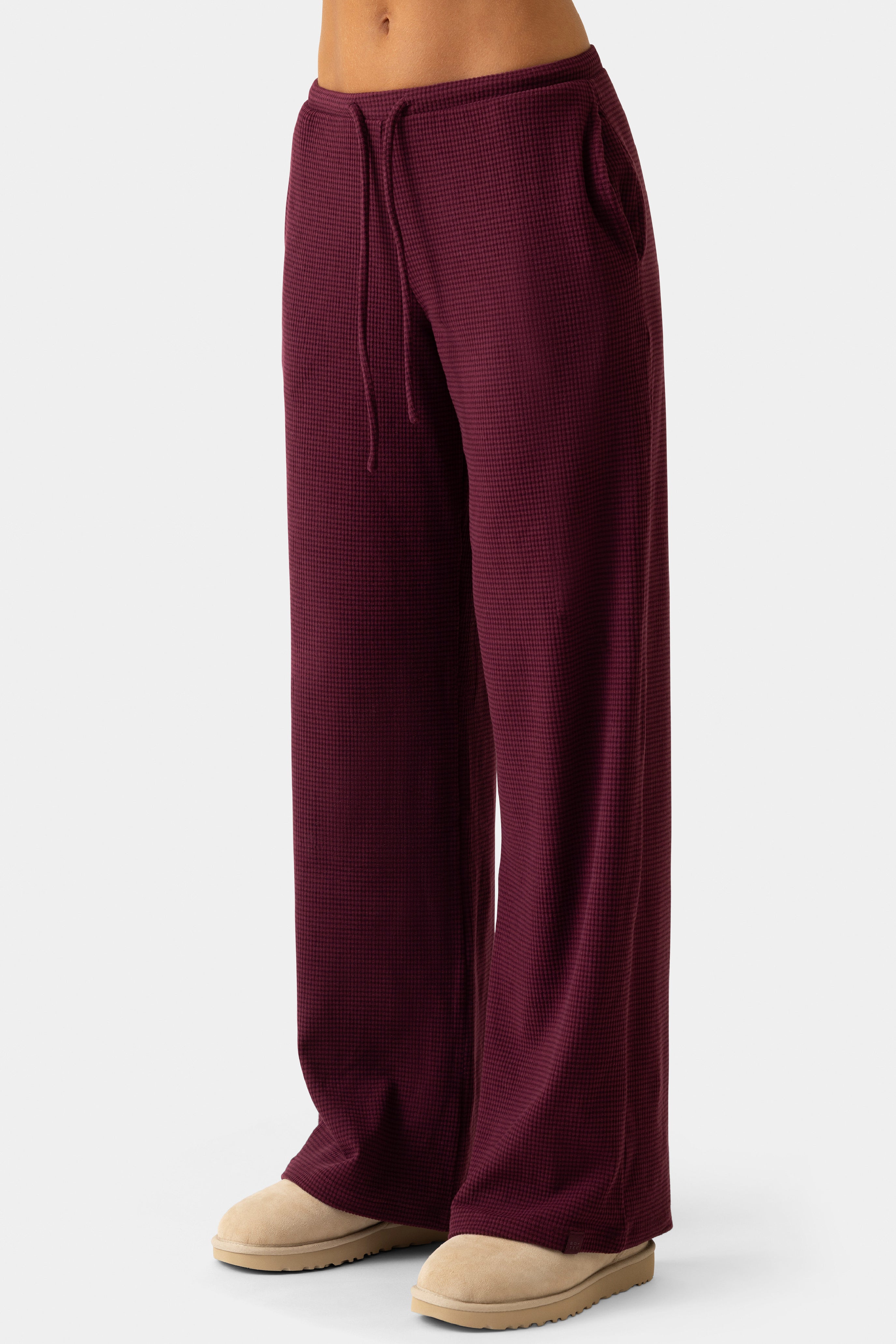 Oh Polly Bo+Tee Ribbed Jersey Low-Rise Trousers pantalon prune