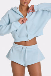 Oh Polly short mini bleu poudre en molleton